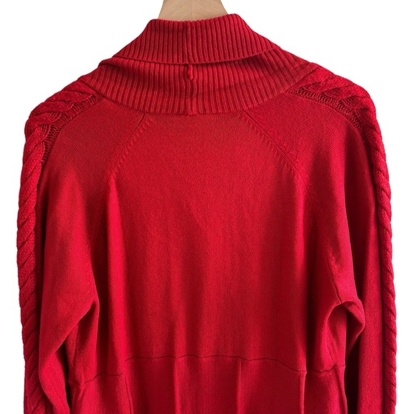 Dress Barn Sweater Dress 1X Red Pullover Long Sleeve Midi Holiday Party Festive - Picture 6 of 16